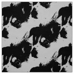 Husky puppy head pattern black fabric
