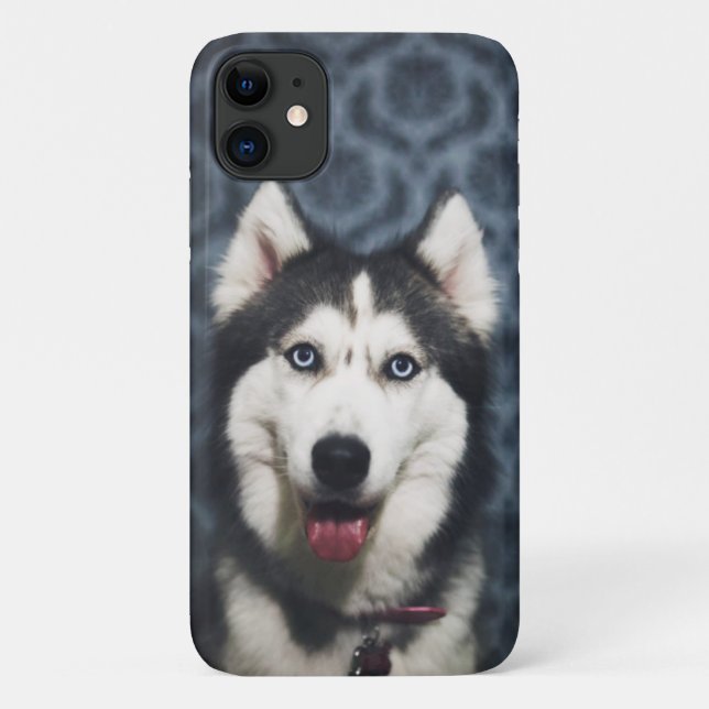 Husky Puppy Posing with a Dark Bakground Case-Mate iPhone Case (Back)