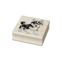 Husky Puppy Rubber Stamp