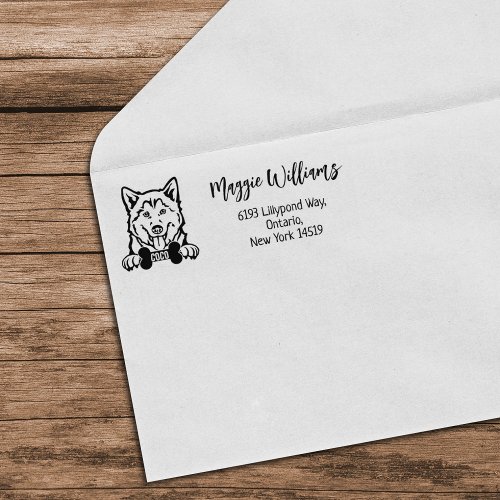 Husky Return Address Dog Breed Rubber Stamp