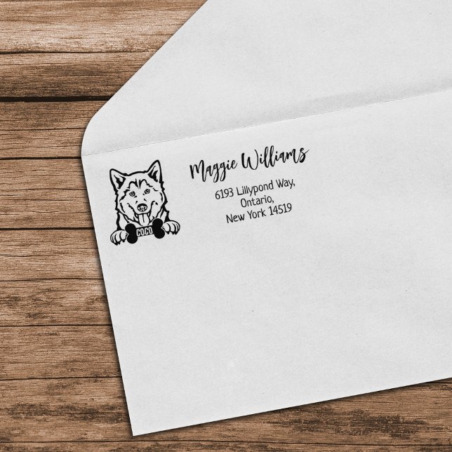Husky Return Address, Dog Breed Rubber Stamp (Creator Uploaded)