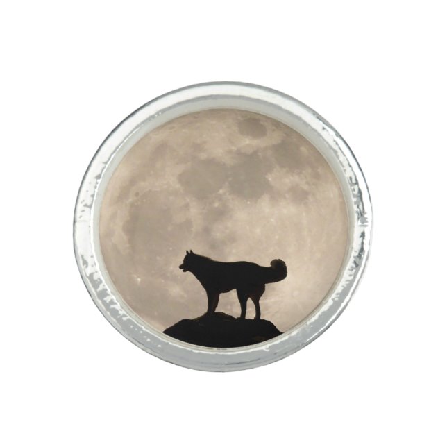 Husky Ring Siberian Husky Malamute Moon Dog Ring (Front)