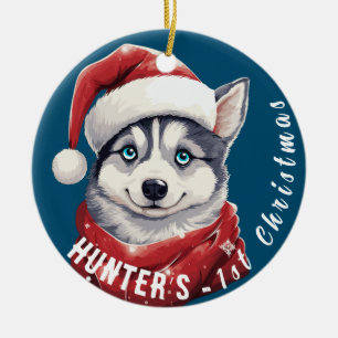 Husky’s First Christmas Ceramic Ornament