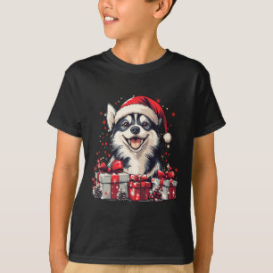 Husky Santa Hat Funny Christmas Siberian Husky Dog T-Shirt