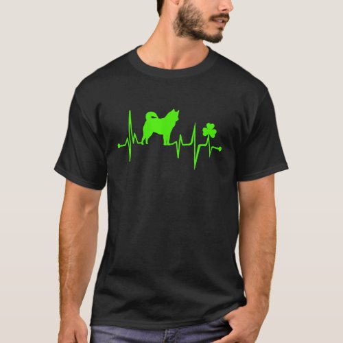 Husky Shamrock Heartbeat St Patricks Day Dog Lover T_Shirt