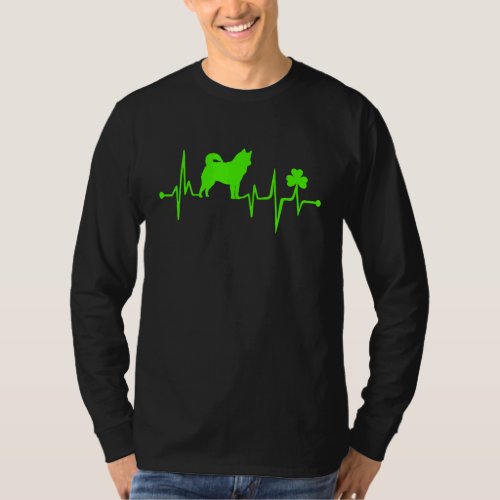 Husky Shamrock Heartbeat St Patricks Day Dog Lover T_Shirt