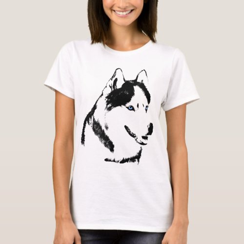 Husky Shirts Ladies Husky Sled Dog Shirt