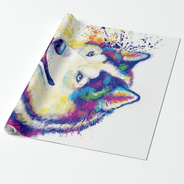 Husky Siberian Canvas Wrapping Paper (Unrolled)