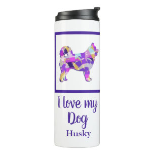 Husky Siberian Cute Dog Silhouette Purple PY&B Thermal Tumbler