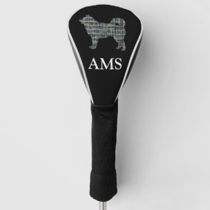 Husky Siberian Dog Cute Silhouette Y&B Grid Golf Head Cover