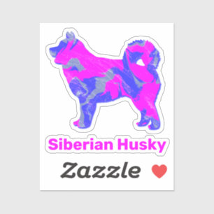 Husky Siberian Dog Pink Silhouette Cut Sticker