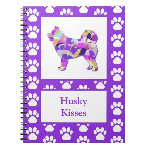 Husky Siberian Dog Silhouette Paw Purple PYB Notebook