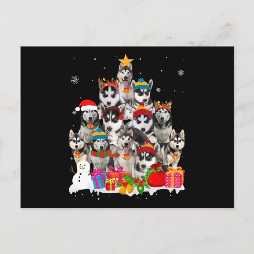 Husky Siberian Husky Christmas Tree Pet Dog Lover Holiday Postcard