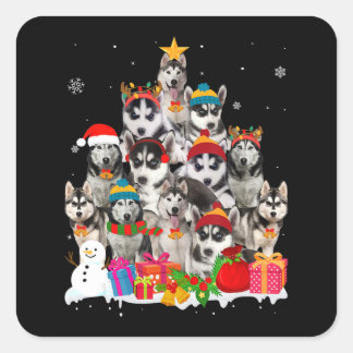 Husky |Siberian Husky Christmas Tree Pet Dog Lover Square Sticker