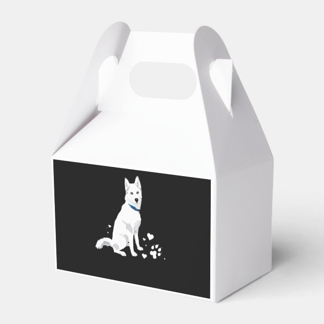 Husky Siberian Husky Sweet White Snow Dog Favor Boxes (Front Side)