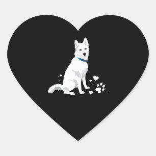 Husky Siberian Husky Sweet White Snow Dog Heart Sticker
