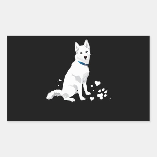 Husky Siberian Husky Sweet White Snow Dog Rectangular Sticker