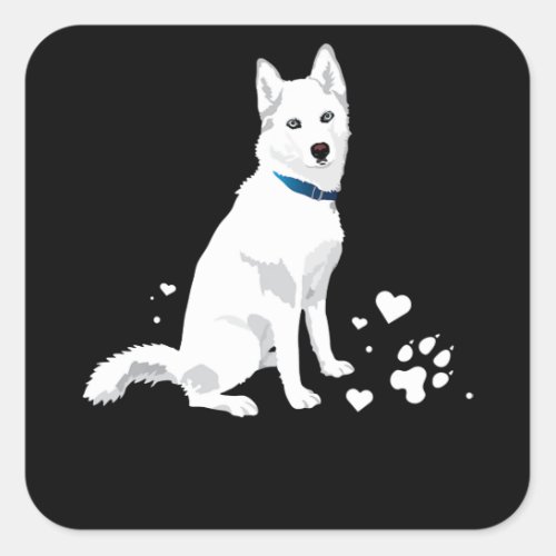 Husky Siberian Husky Sweet White Snow Dog Square Sticker