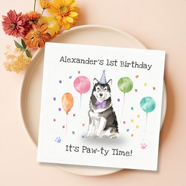 Husky Sibir Dog Birthday Party Napkins (Creator Uploaded)