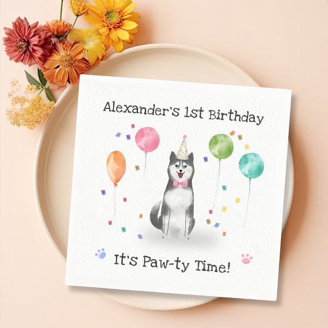 Husky Sibir Dog Birthday Party Napkins (Creator Uploaded)