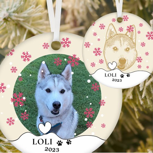 Husky Sibir Dog Personalized Hand Drawing Ceramic Ornament