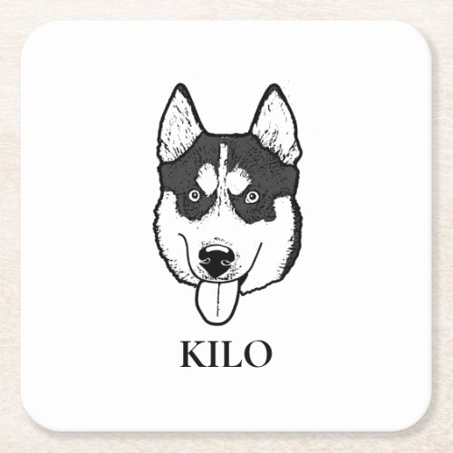 Husky Sibir Dog Personalized Hand Drawing Square Paper Coaster