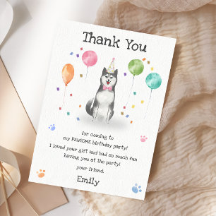 Husky Sibir Puppy Dog Birthday Thank You Card