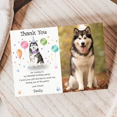 Husky Sibir Puppy Dog Birthday Thank You Card