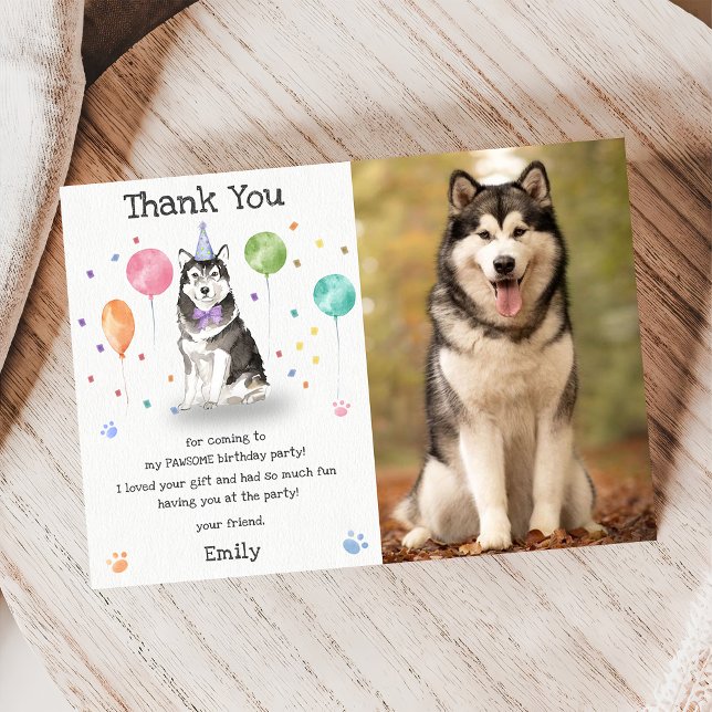 Husky Sibir Puppy Dog Birthday Thank You Card (Creator Uploaded)