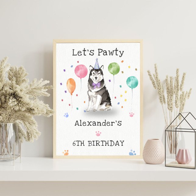 Husky Sibir Puppy Dog Birthday Welcome Sign (Creator Uploaded)
