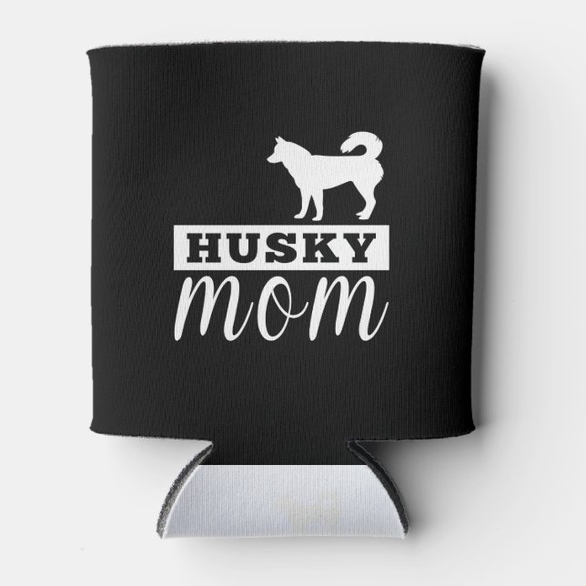 Husky Silhouette Mom Can Cooler (Front)