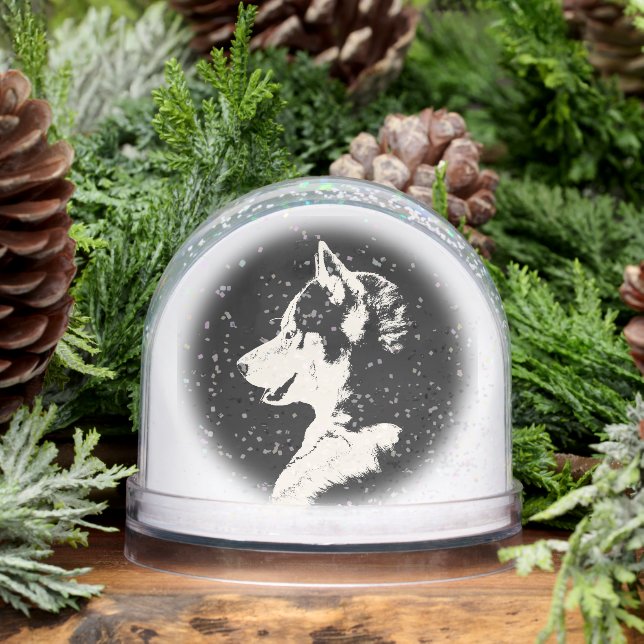 Husky Snowglobe Husky Puppy Customize Snowglobe Snow Globe (Winter)