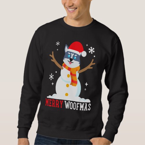 Husky Snowman Funny Cute Dog Mom Dad Christmas Sweatshirt