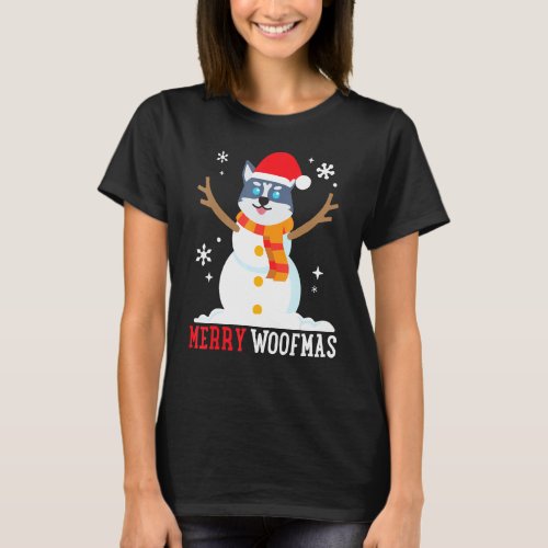 Husky Snowman Funny Cute Dog Mom Dad Christmas T_Shirt