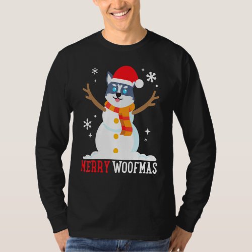 Husky Snowman Funny Cute Dog Mom Dad Christmas T_Shirt