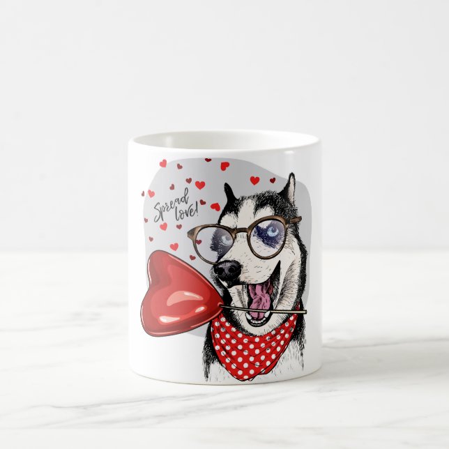 Husky Spread Love, Husky, Husky Dog, Husky Gift Coffee Mug (Center)