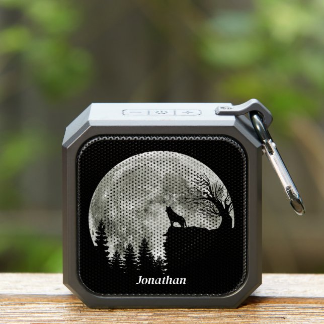 Husky Stand On Mountain Spooky Halloween Moon Bluetooth Speaker (Insitu(Outdoor))