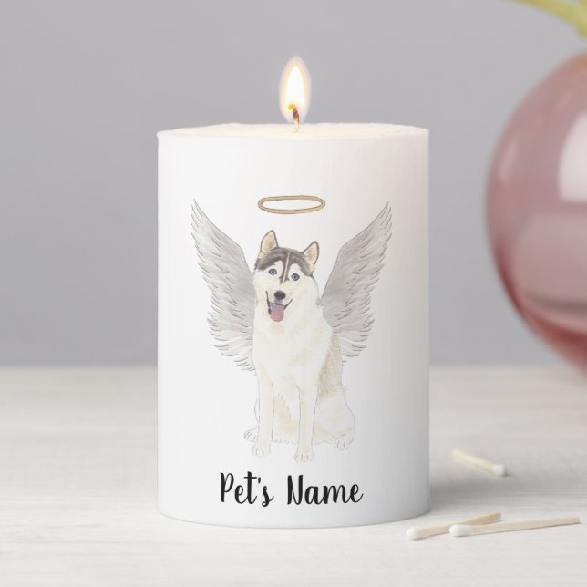 Husky Sympathy Memorial Pillar Candle (In Situ)
