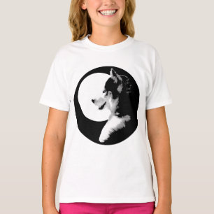 Husky T-Shirt Girls Sled Dog Husky Ringer Shirt
