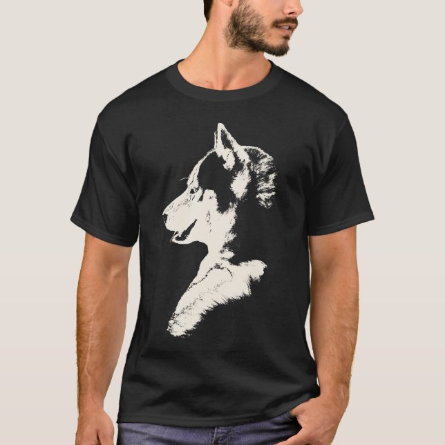 Husky T-Shirt Husky Wolf Tee Sled Dog Shirts (Front)