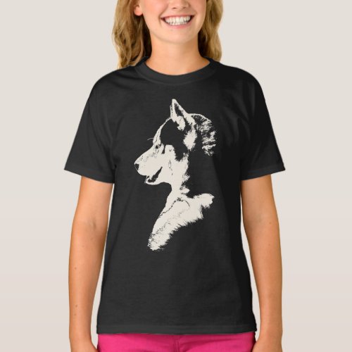 Husky T_Shirt Kids Dog Art Tee Shirts Husky Gifts