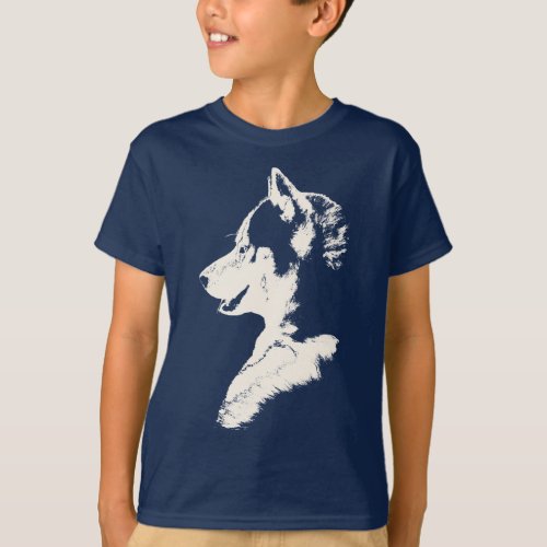 Husky T_Shirt Kids Sled Dog Art Kids Tee Shirts