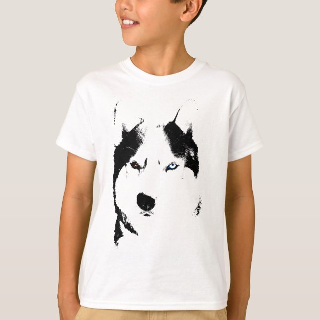 Husky T-Shirt Kids Sled Dog Kid Husky Ringer Shirt (Front)