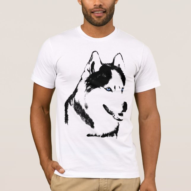 Husky T-shirt Wolf Husky Art Sled Dog Husky Shirts (Front)