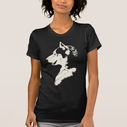 Husky T_Shirt Womens Husky  Wolf Art Tee Shirts