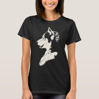 Husky T-Shirt Women's Husky Wolf Art Tee Shirts