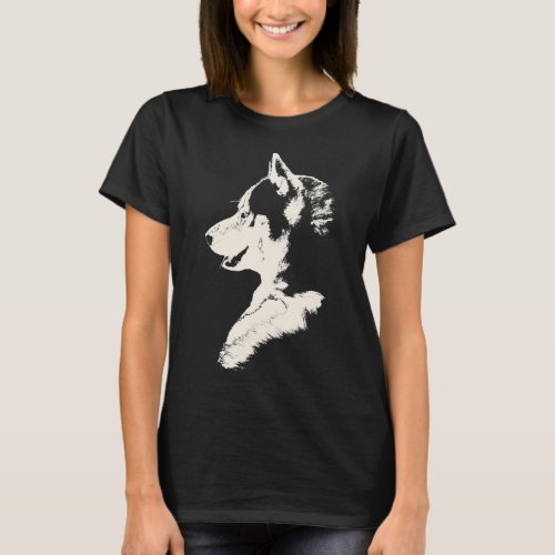 Husky T_Shirt Womens Husky Wolf Art Tee Shirts