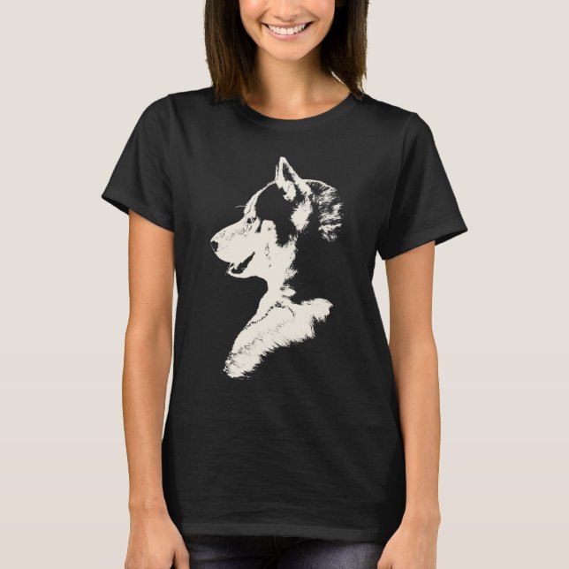 Husky T-Shirt Women's Husky Wolf Art Tee Shirts (Front)