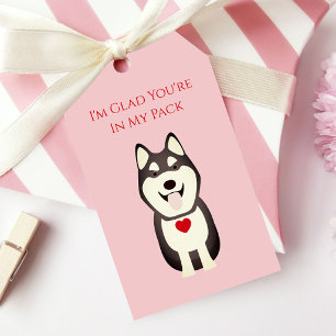 Husky Tags, Dog Valentine, Valentine's Day Gift Tags