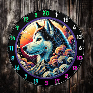 Husky Twilight Mountain Wall Design Dart Board